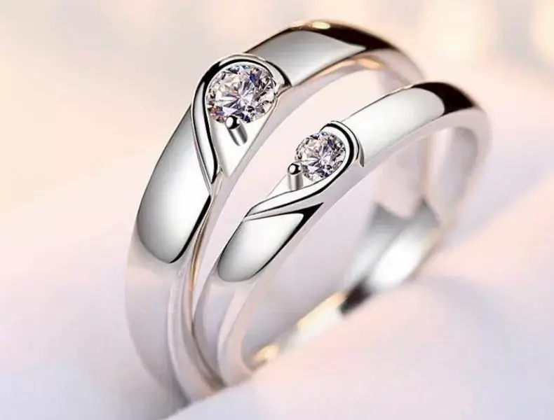 Platinum Adjustable Couple Ring with Moissanite Diamonds — feature 31