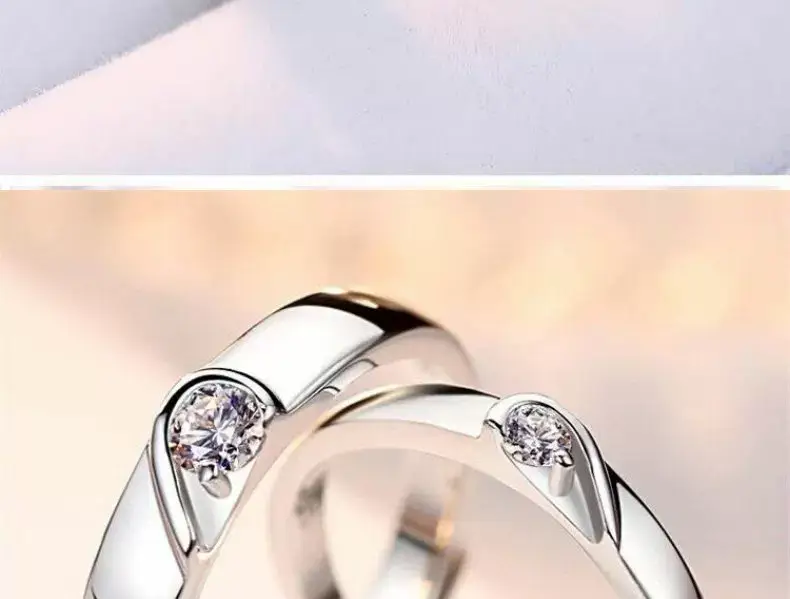 Platinum Adjustable Couple Ring with Moissanite Diamonds — feature 32