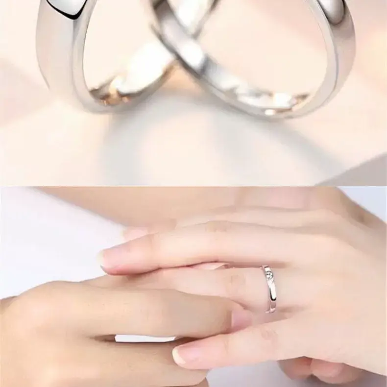Platinum Adjustable Couple Ring with Moissanite Diamonds — feature 33