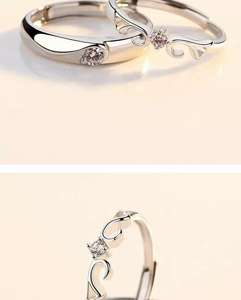 Platinum Adjustable Couple Ring with Moissanite Diamonds — feature 44