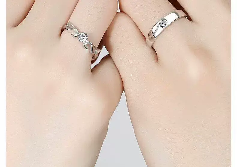 Platinum Adjustable Couple Ring with Moissanite Diamonds — feature 48