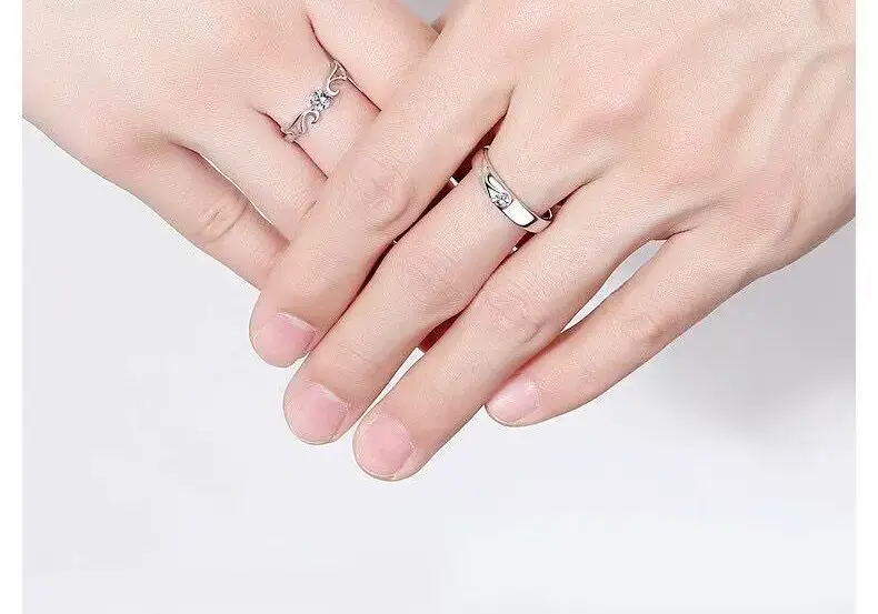 Platinum Adjustable Couple Ring with Moissanite Diamonds — feature 50