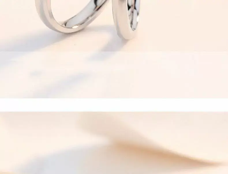 Platinum Adjustable Couple Ring with Moissanite Diamonds — feature 6