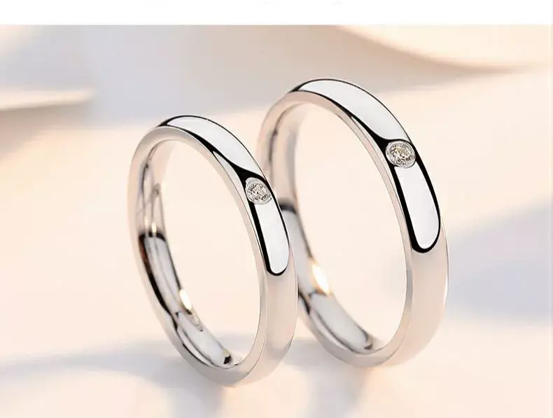 Platinum Adjustable Couple Ring with Moissanite Diamonds — feature 8