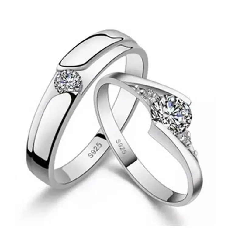 Platinum Adjustable Couple Ring with Moissanite Diamonds - Image 11