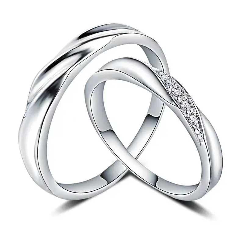 Platinum Adjustable Couple Ring with Moissanite Diamonds - Image 7