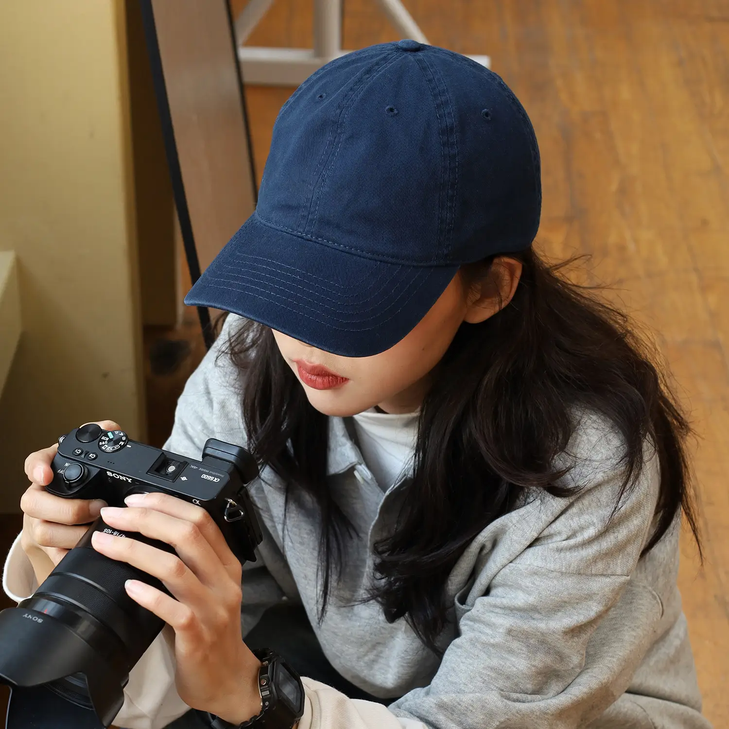 Men Blue Washable Baseball Cap Solid Color - Image 9