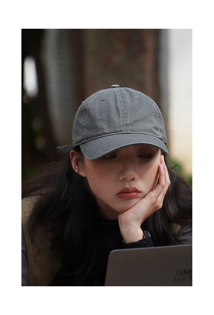 Men Blue Washable Baseball Cap Solid Color — feature 7