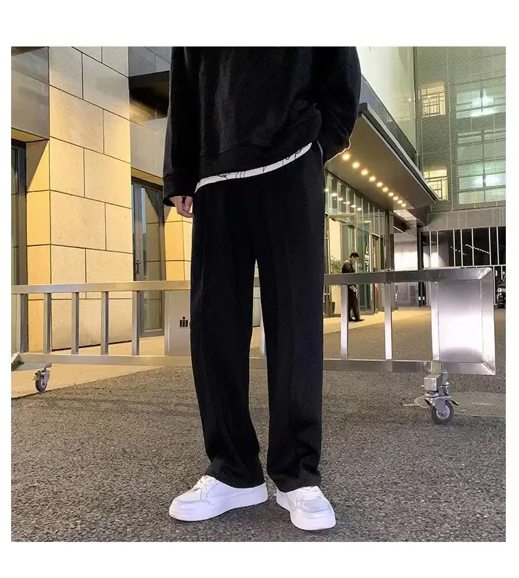 Men's Grey Straight Wide Leg Sweatpants Spring Autumn Casual Pants — feature 20