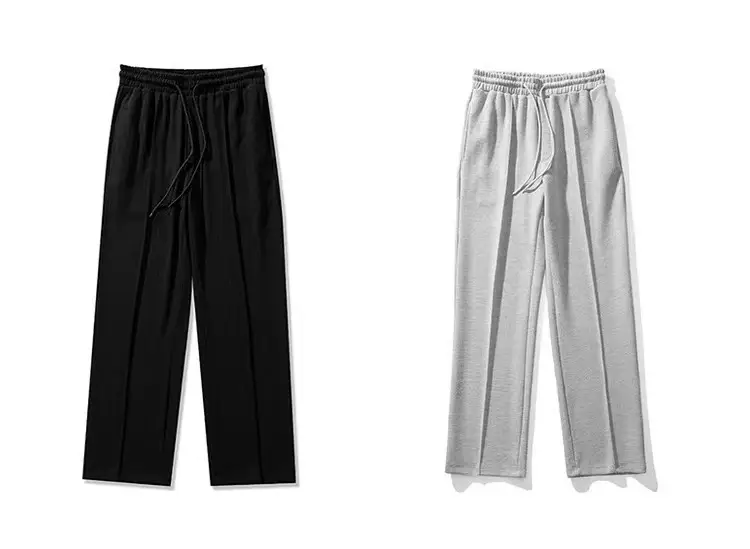 Men's Grey Straight Wide Leg Sweatpants Spring Autumn Casual Pants — feature 22