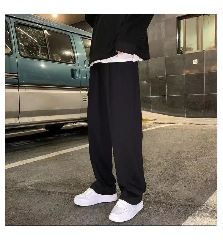 Men's Grey Straight Wide Leg Sweatpants Spring Autumn Casual Pants — feature 25