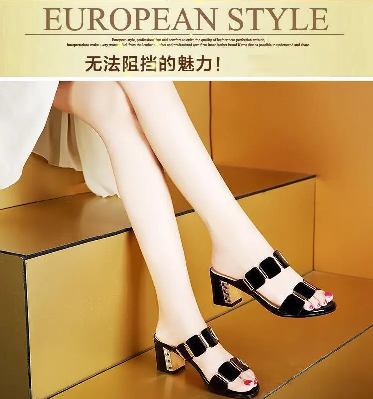 2023 Black Korean Style Mid-Heel Sandals for Women — feature 9