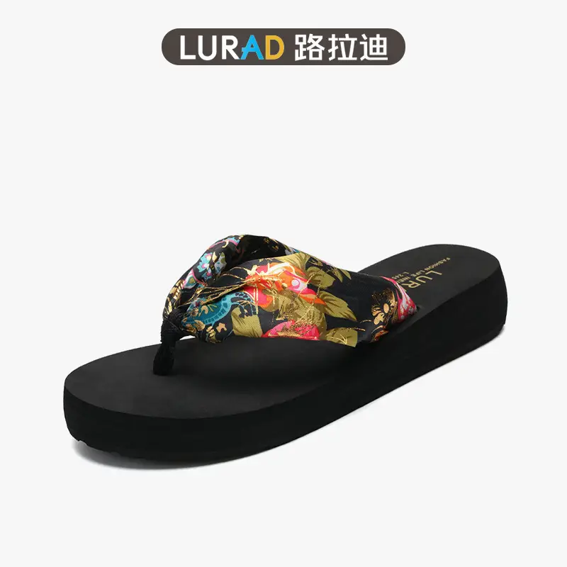 Lulady Tropical Floral Platform Sandals Mid-Heel