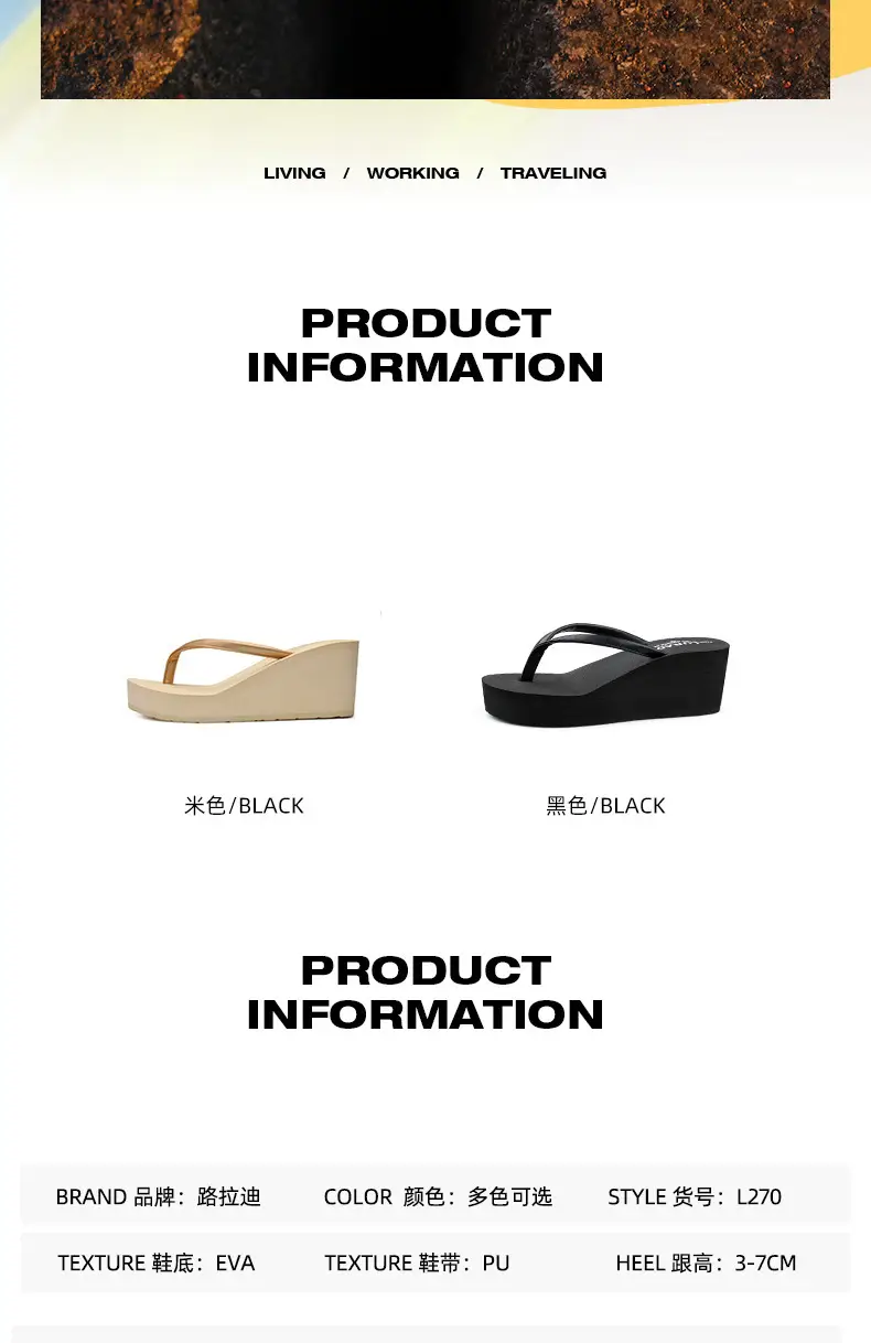 Korean Style Women's High Heel Flip Flops Summer — feature 3