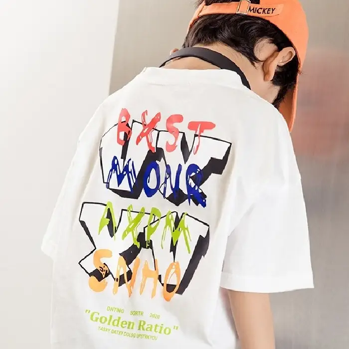 Kids Korean Style Cotton T-Shirt Big Back Print