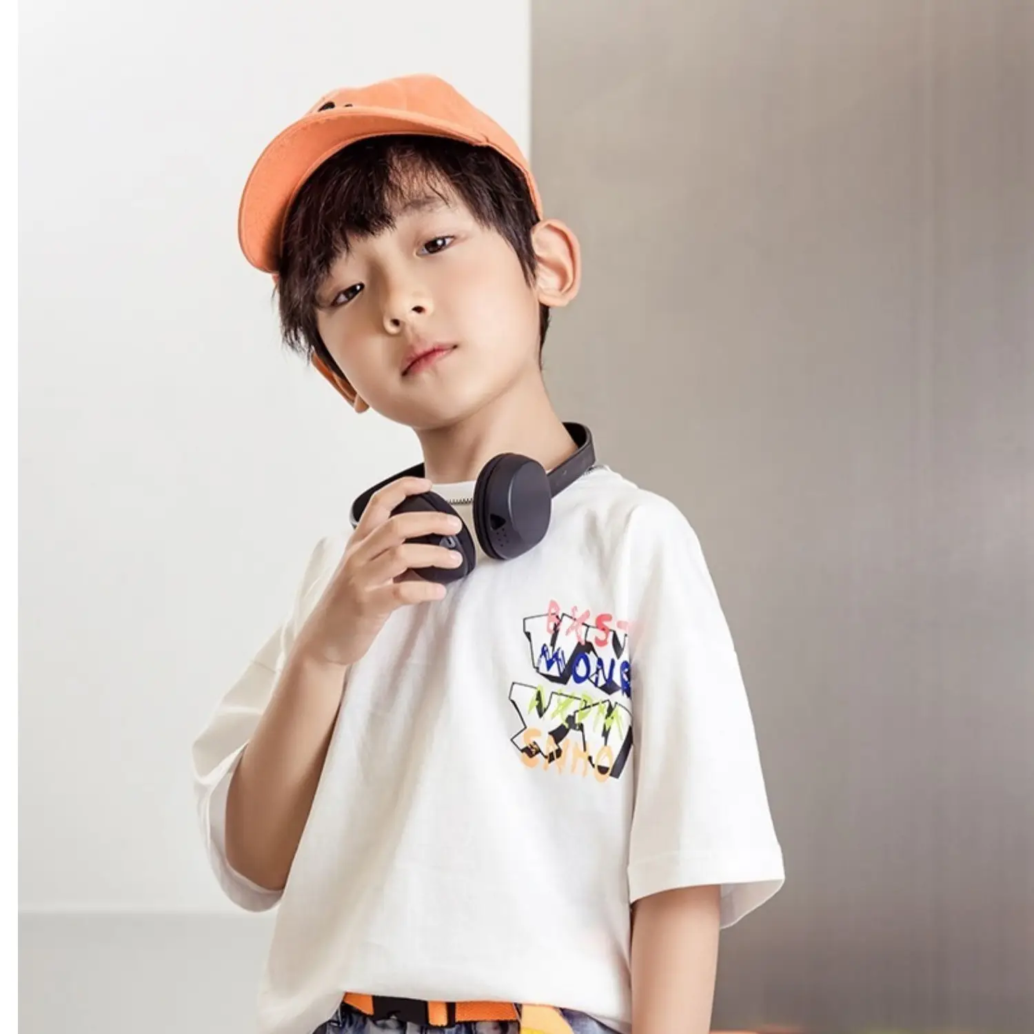Kids Korean Style Cotton T-Shirt Big Back Print