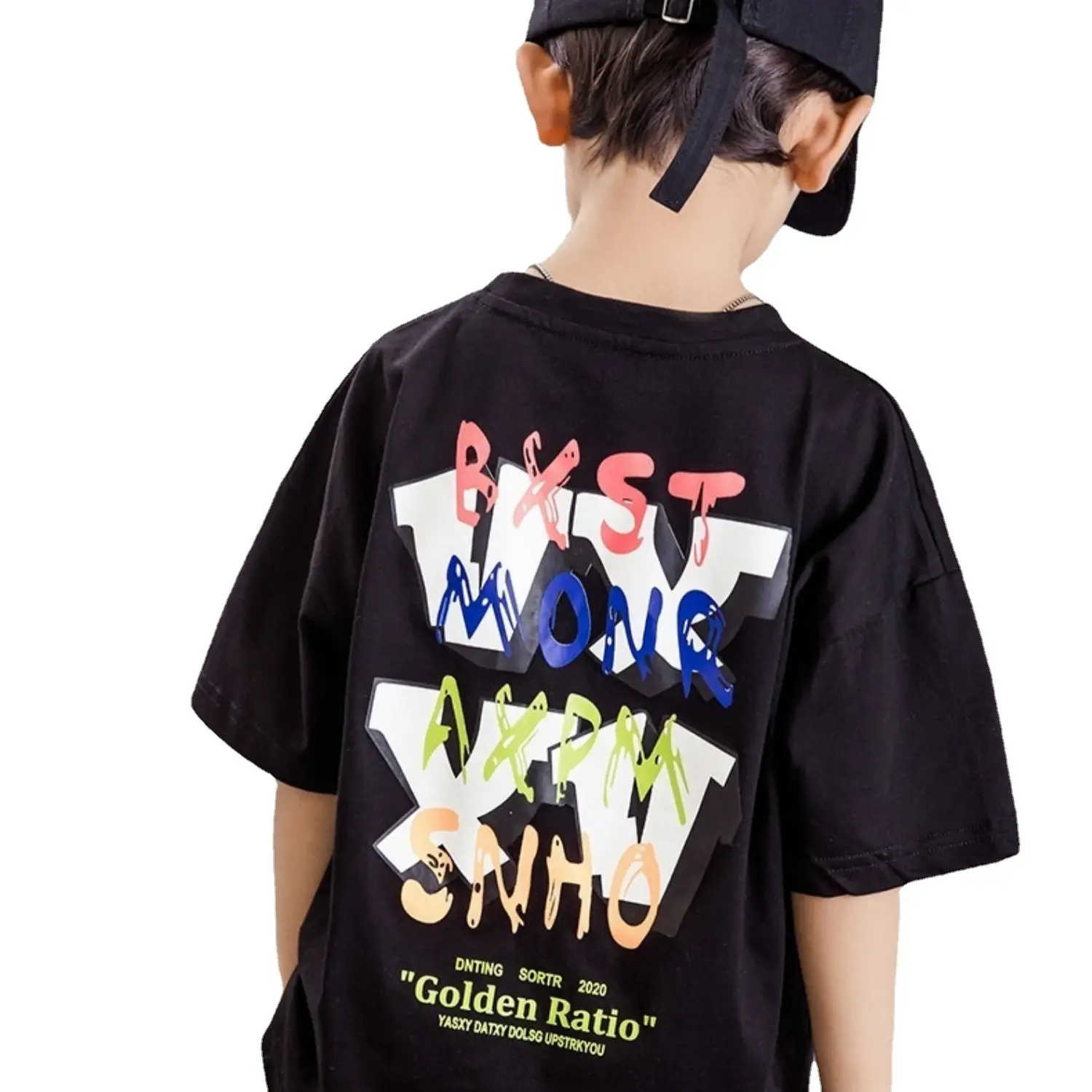 Kids Korean Style Cotton T-Shirt Big Back Print