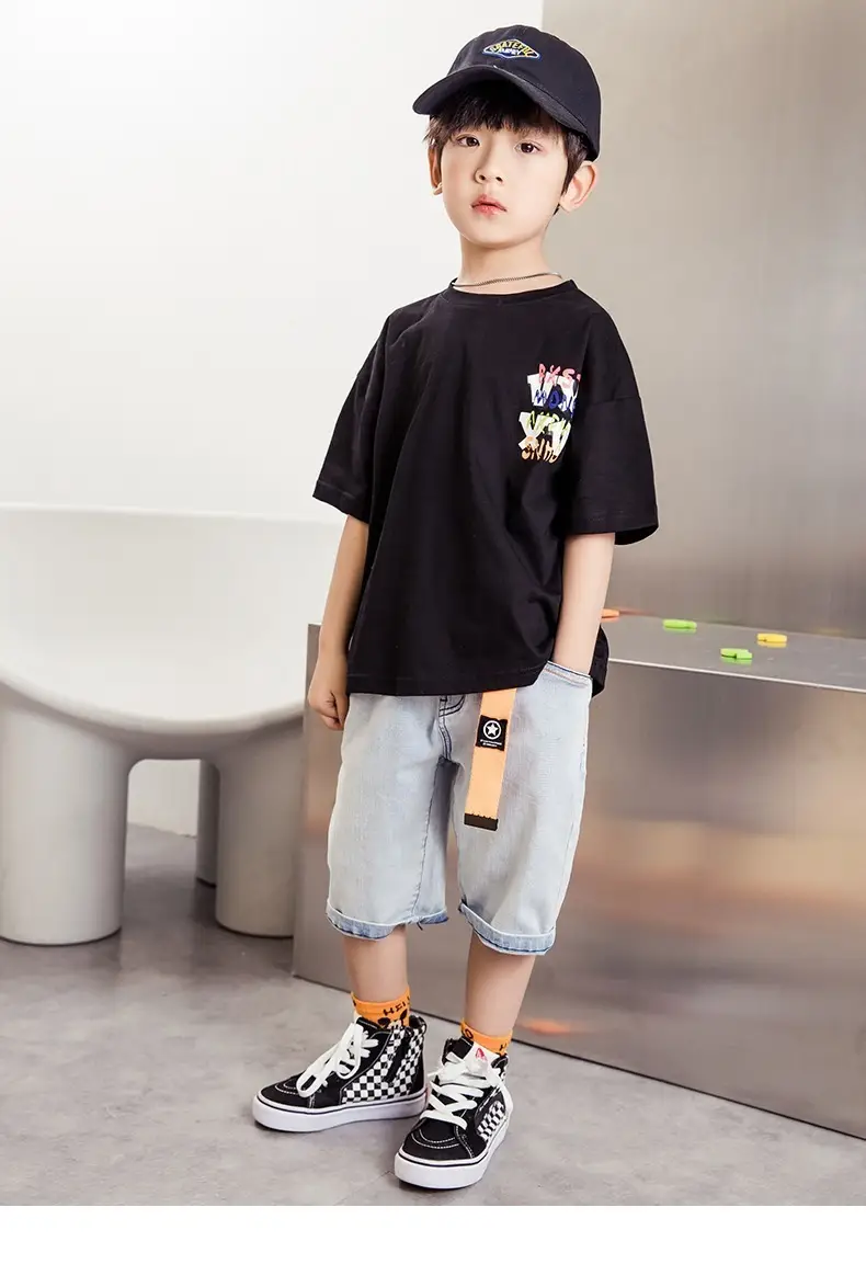 Kids Korean Style Cotton T-Shirt Big Back Print — feature 10