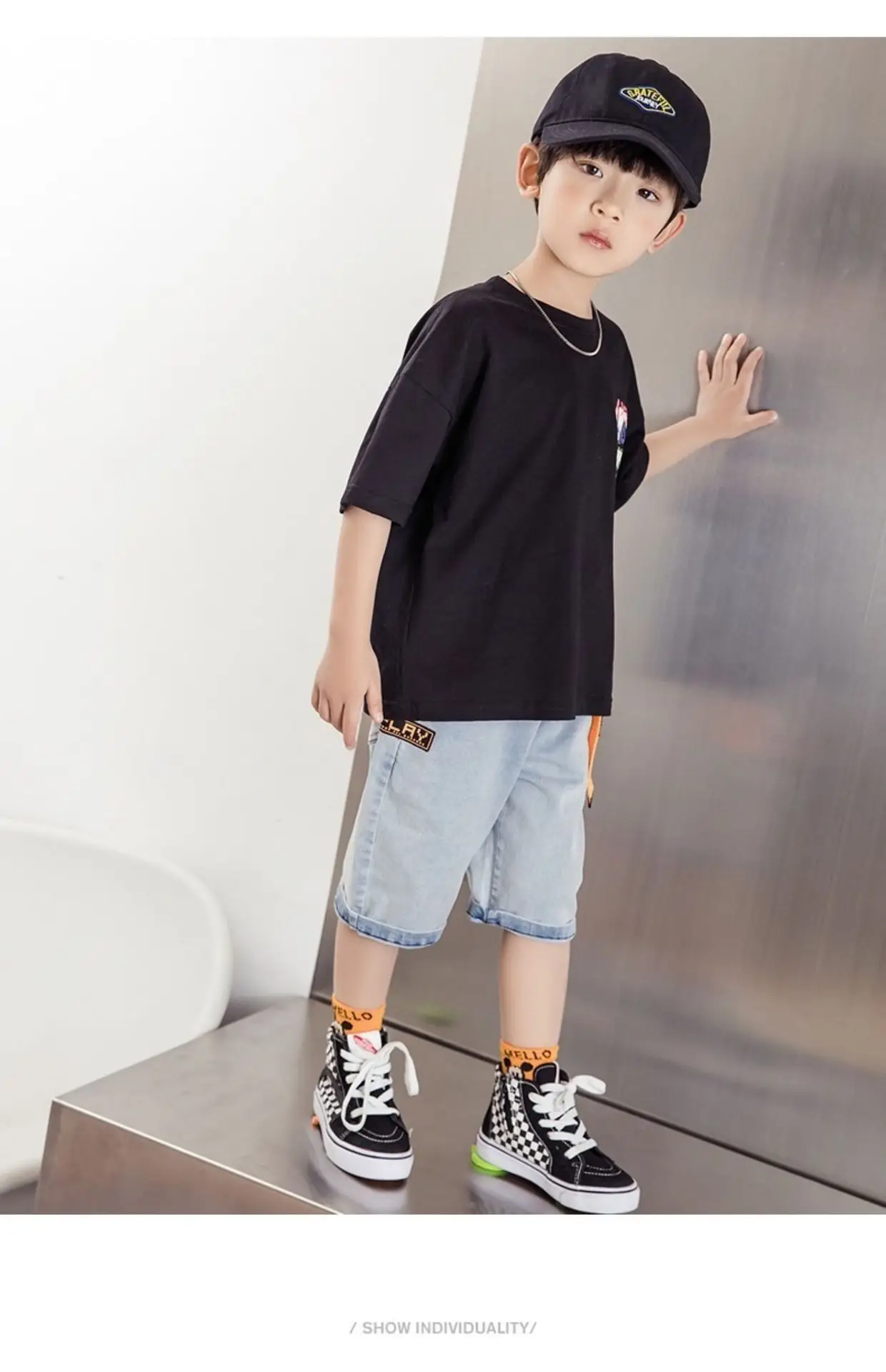 Kids Korean Style Cotton T-Shirt Big Back Print — feature 11