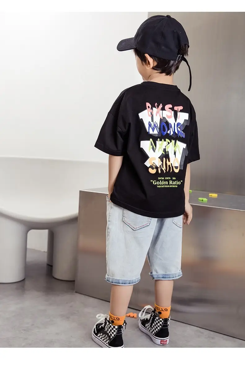 Kids Korean Style Cotton T-Shirt Big Back Print — feature 12