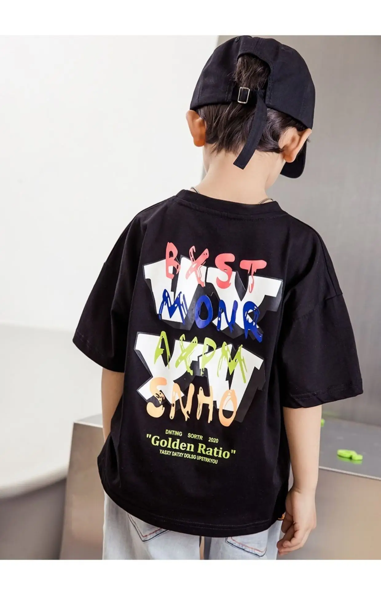 Kids Korean Style Cotton T-Shirt Big Back Print — feature 13