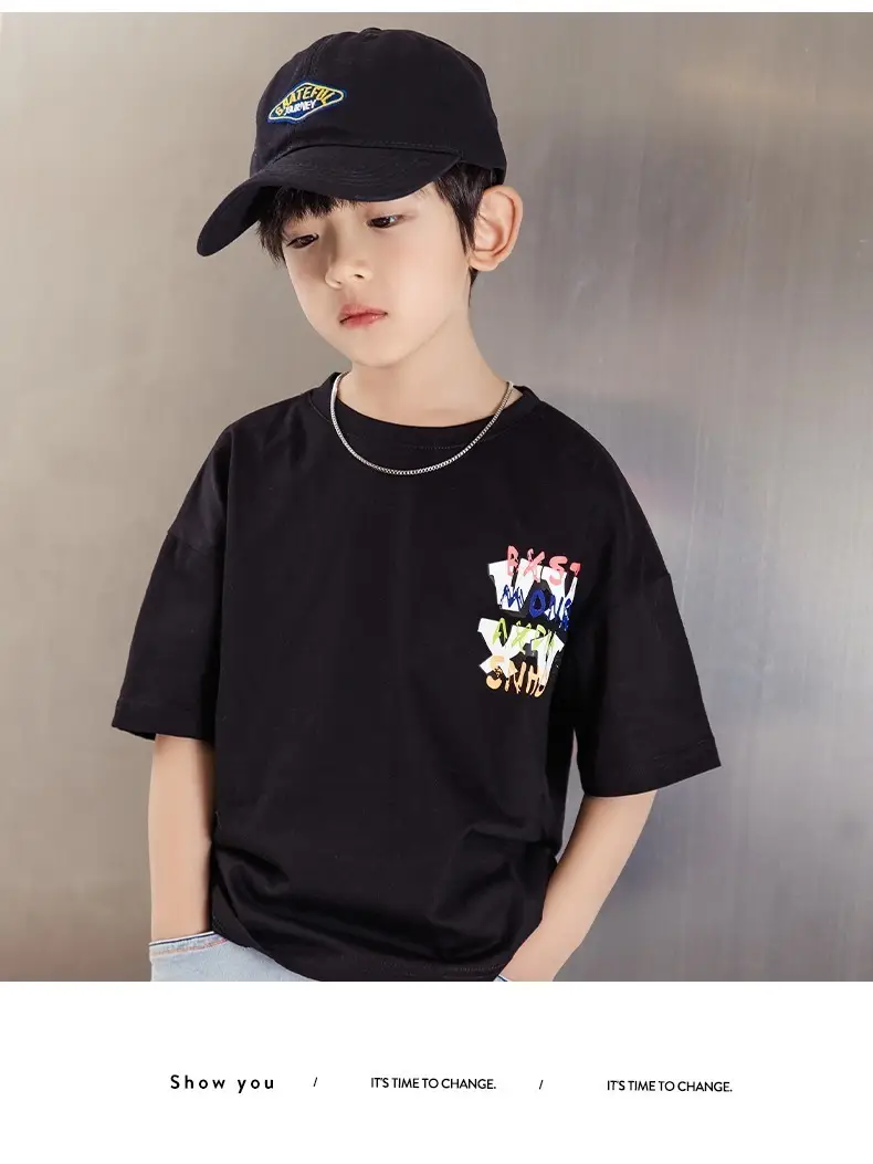 Kids Korean Style Cotton T-Shirt Big Back Print — feature 14