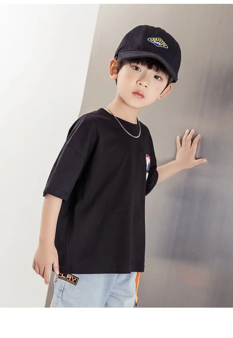 Kids Korean Style Cotton T-Shirt Big Back Print — feature 15