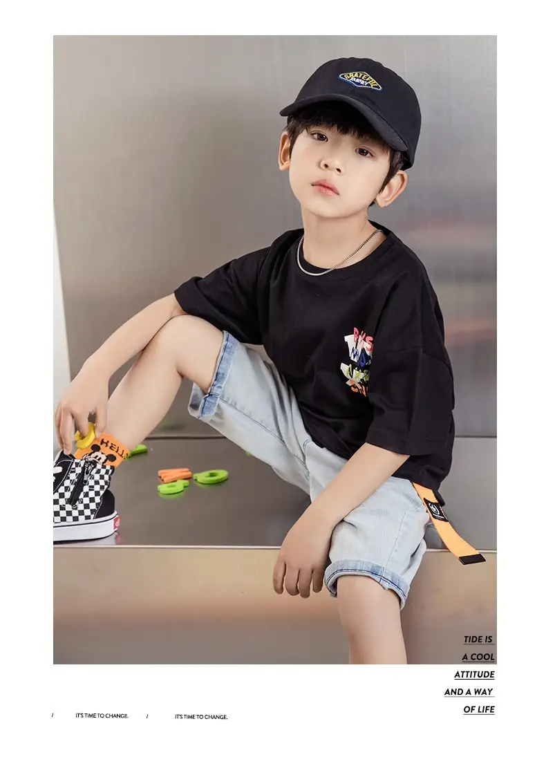 Kids Korean Style Cotton T-Shirt Big Back Print — feature 16