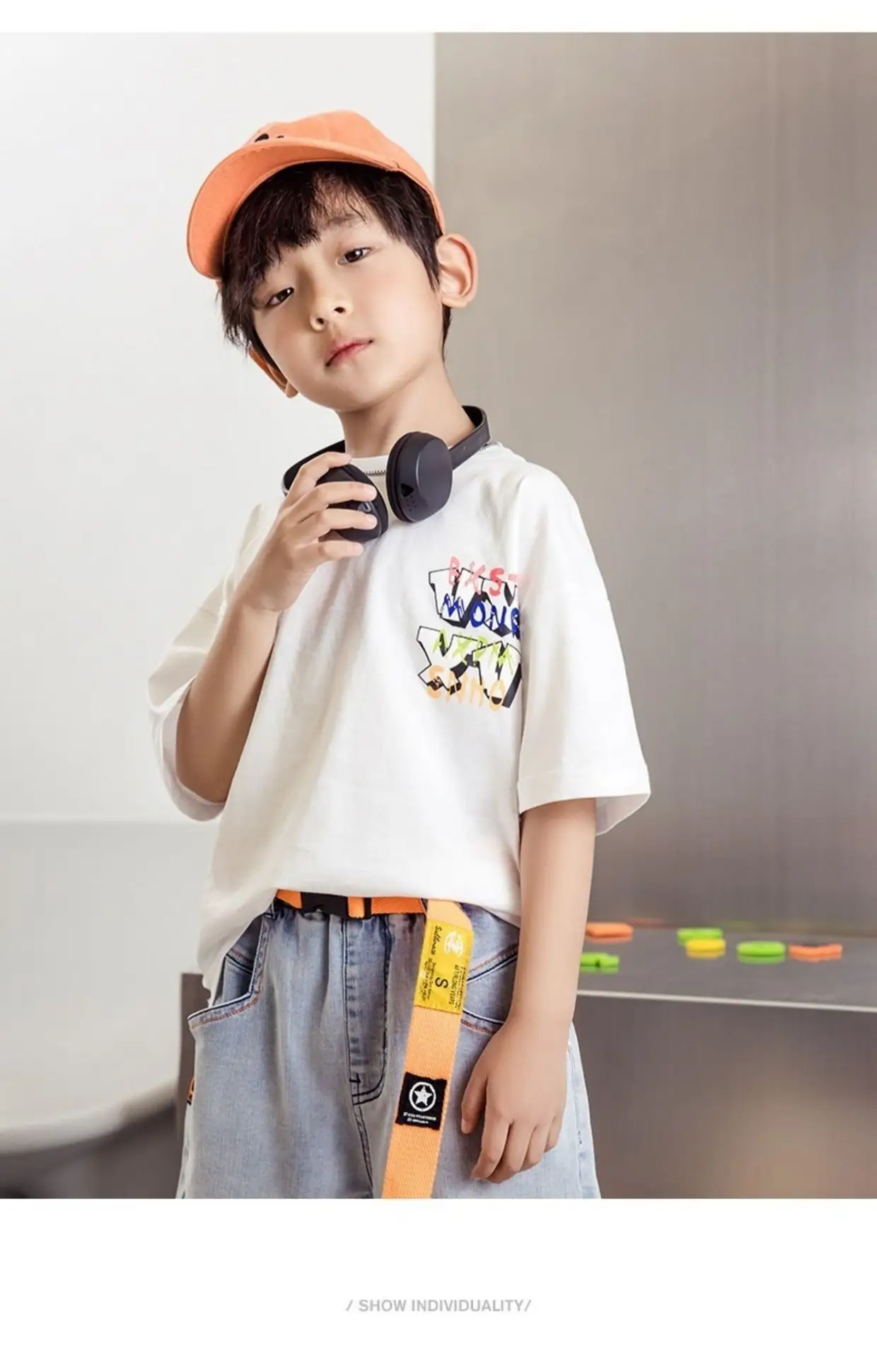 Kids Korean Style Cotton T-Shirt Big Back Print — feature 3