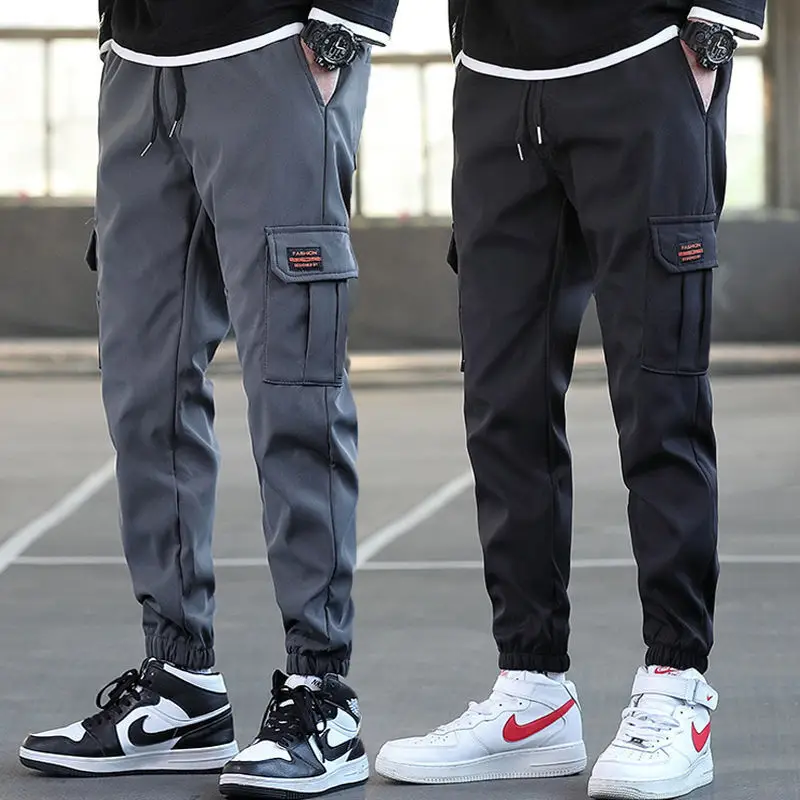 Men Slim Fit Green Cargo Pants 2023 Summer