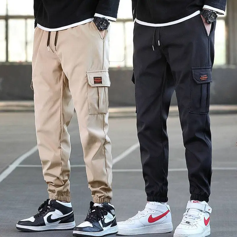 Men Slim Fit Green Cargo Pants 2023 Summer