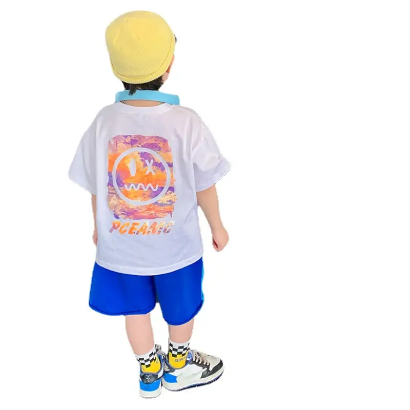 Kids T-Shirt Black Smile Graphic 2025 Summer Boys - Image 7