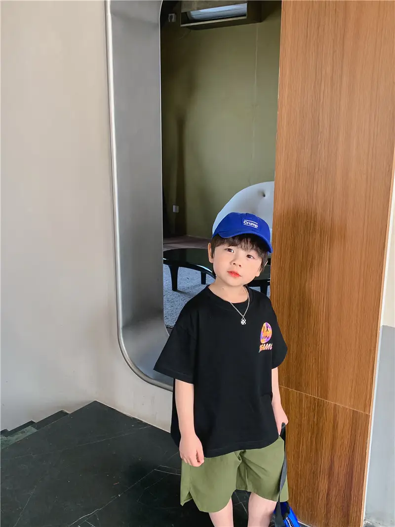 Kids T-Shirt Black Smile Graphic 2025 Summer Boys — feature 11