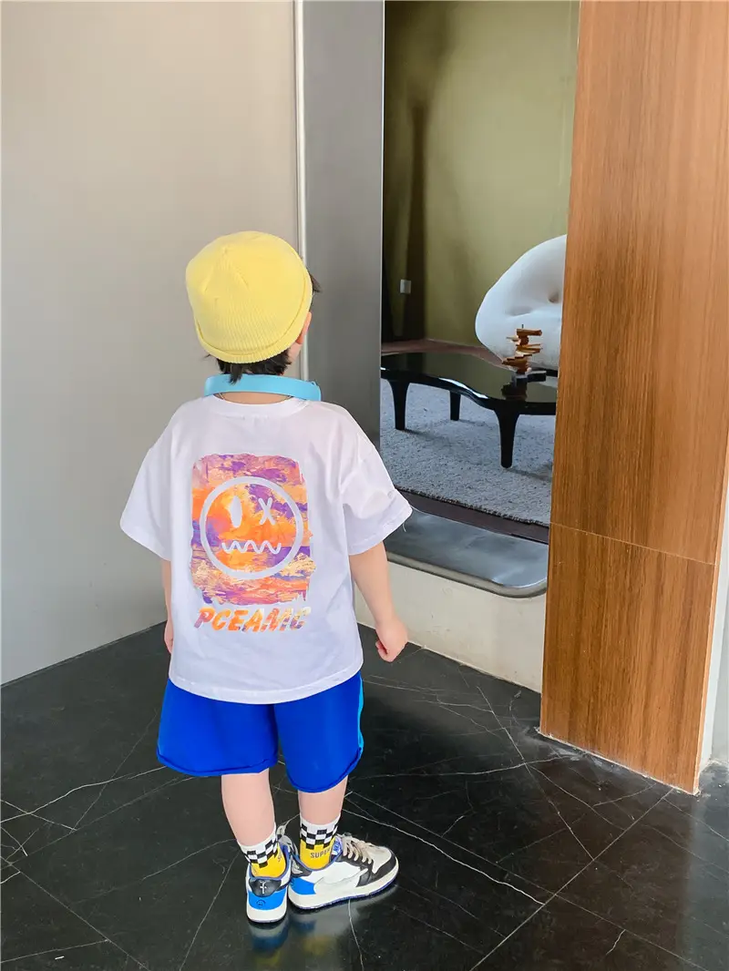 Kids T-Shirt Black Smile Graphic 2025 Summer Boys — feature 18