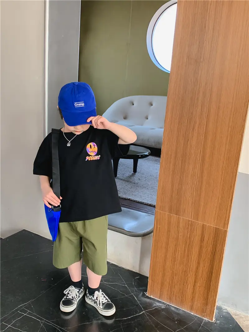 Kids T-Shirt Black Smile Graphic 2025 Summer Boys — feature 5
