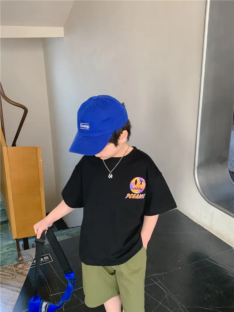Kids T-Shirt Black Smile Graphic 2025 Summer Boys — feature 6