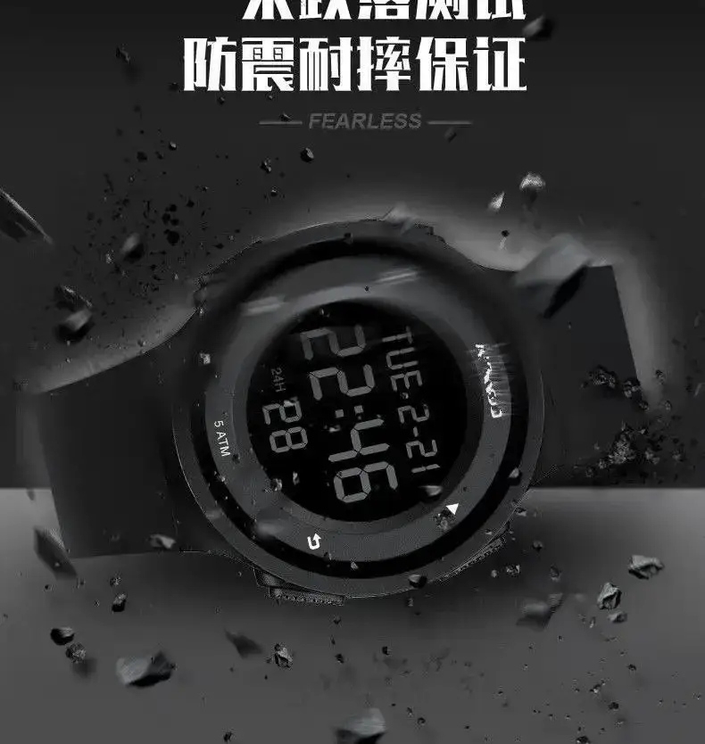 Blue Digital Waterproof Watch for Men Women Teens — feature 4