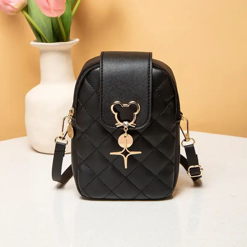 Pink Rhombic Mobile Phone Bag for Women - Image 6