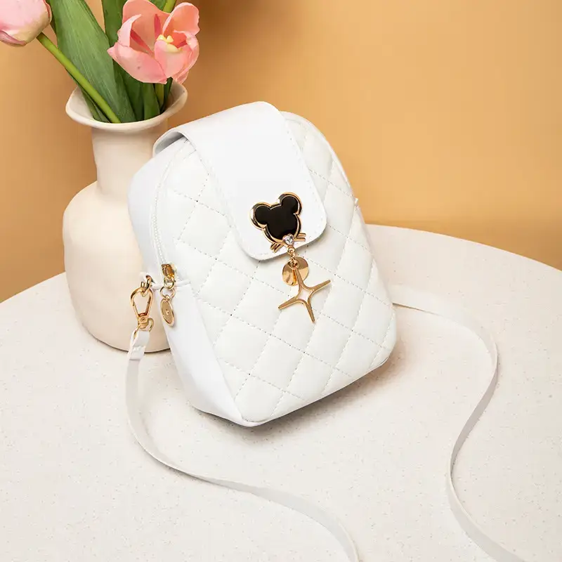 Pink Rhombic Mobile Phone Bag for Women - Image 7