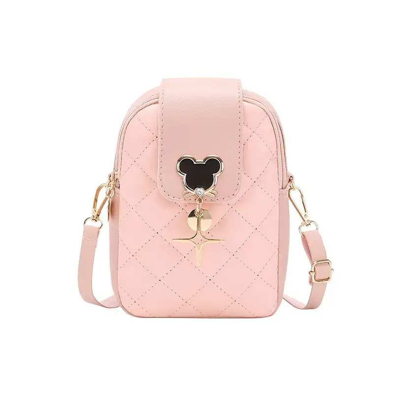 Pink Rhombic Mobile Phone Bag for Women - Image 8