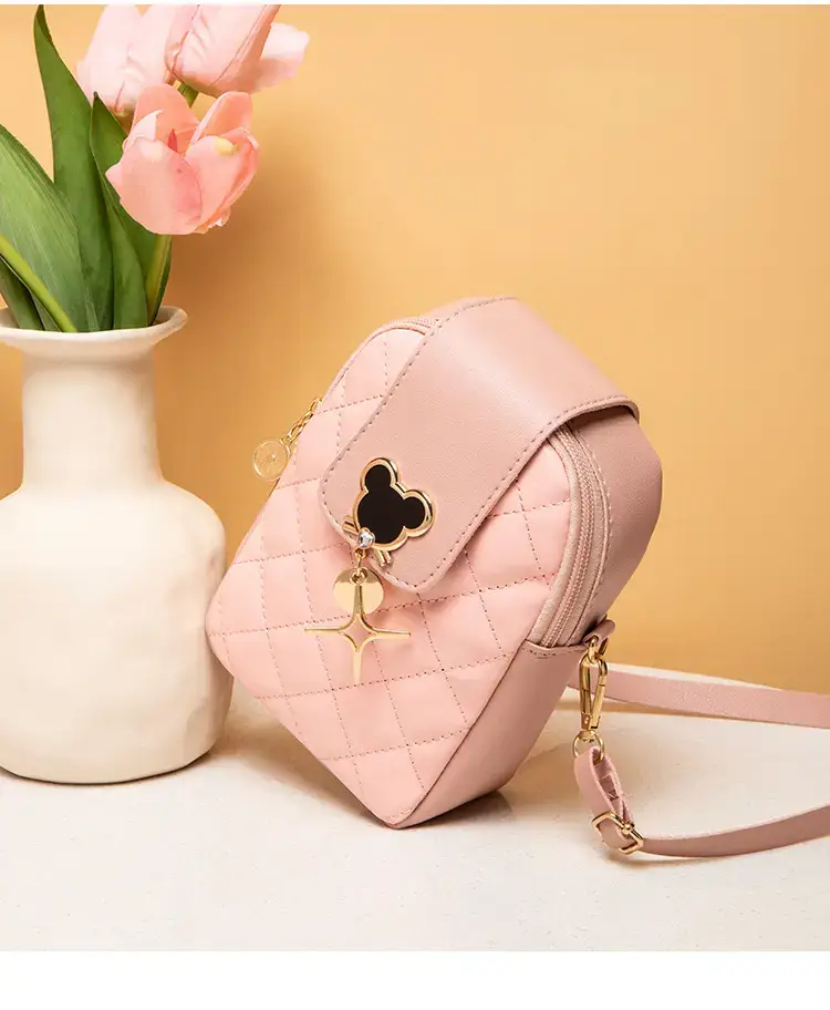 Pink Rhombic Mobile Phone Bag for Women — feature 12