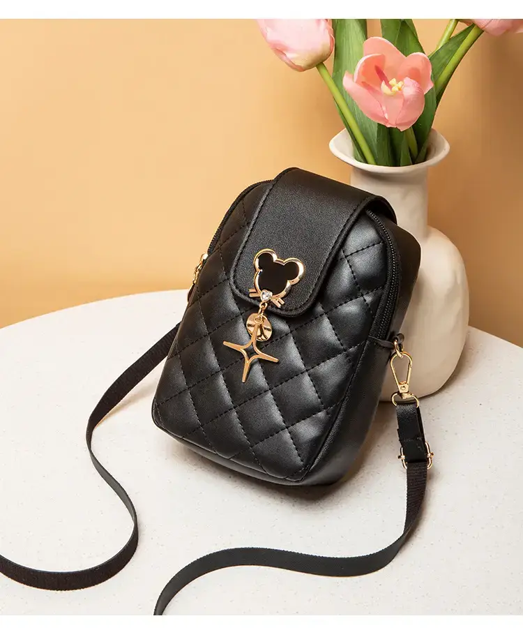 Pink Rhombic Mobile Phone Bag for Women — feature 16