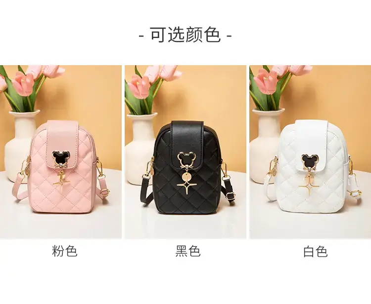 Pink Rhombic Mobile Phone Bag for Women — feature 7