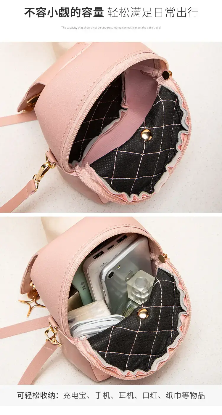 Pink Rhombic Mobile Phone Bag for Women — feature 8