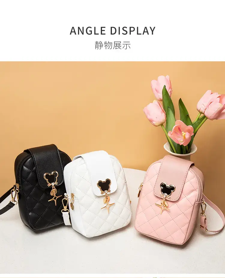 Pink Rhombic Mobile Phone Bag for Women — feature 9