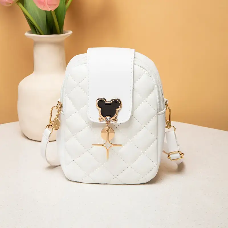 Pink Rhombic Mobile Phone Bag for Women - Image 2