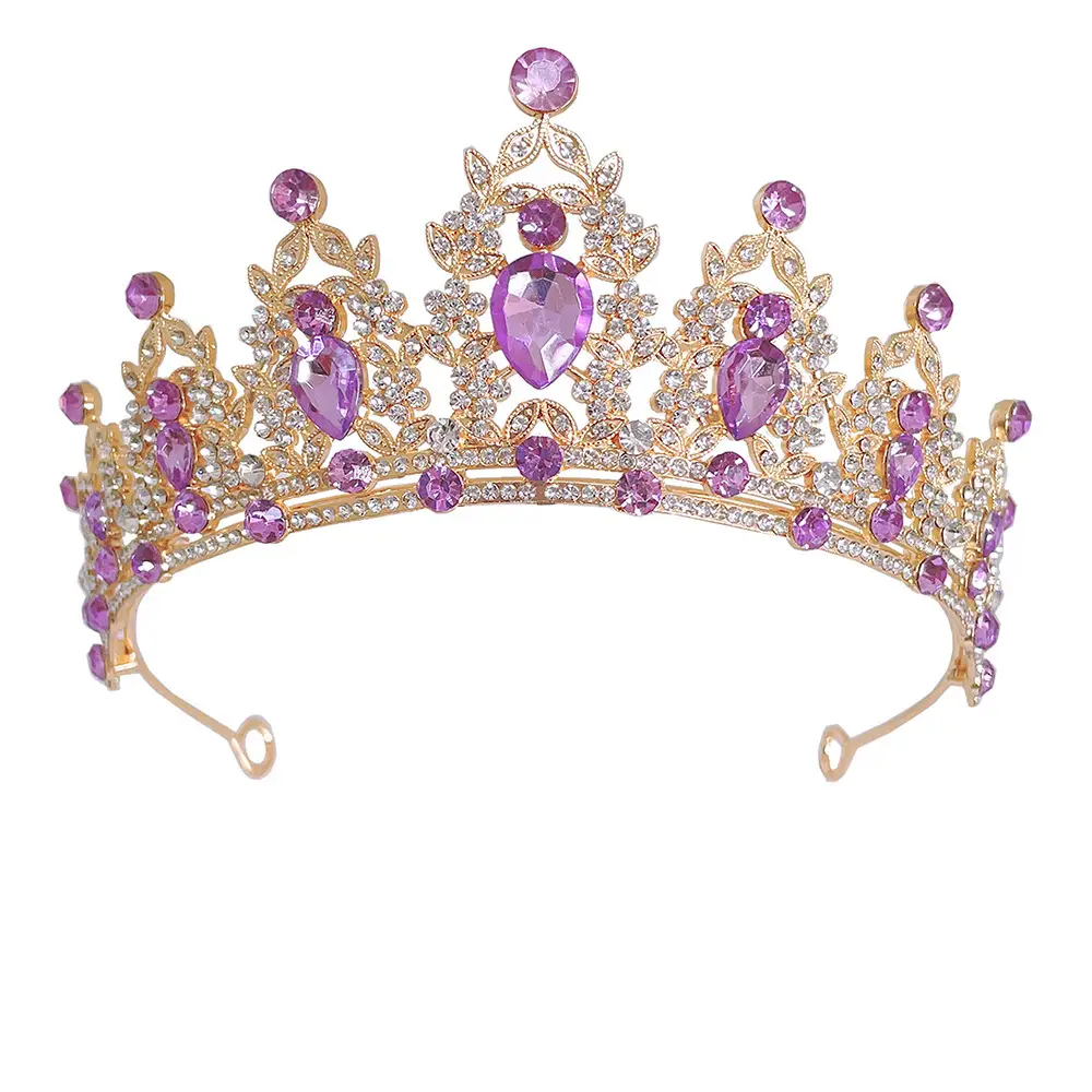 Princess Crown with Purple Rhinestones for Bridal Hair Accessories - Image 6