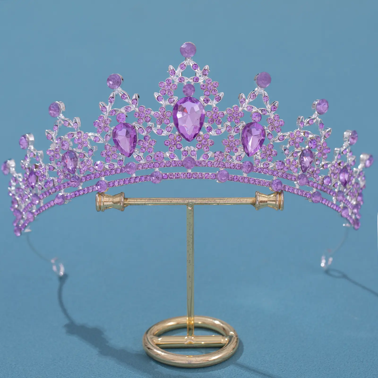 Princess Crown with Purple Rhinestones for Bridal Hair Accessories - Image 9