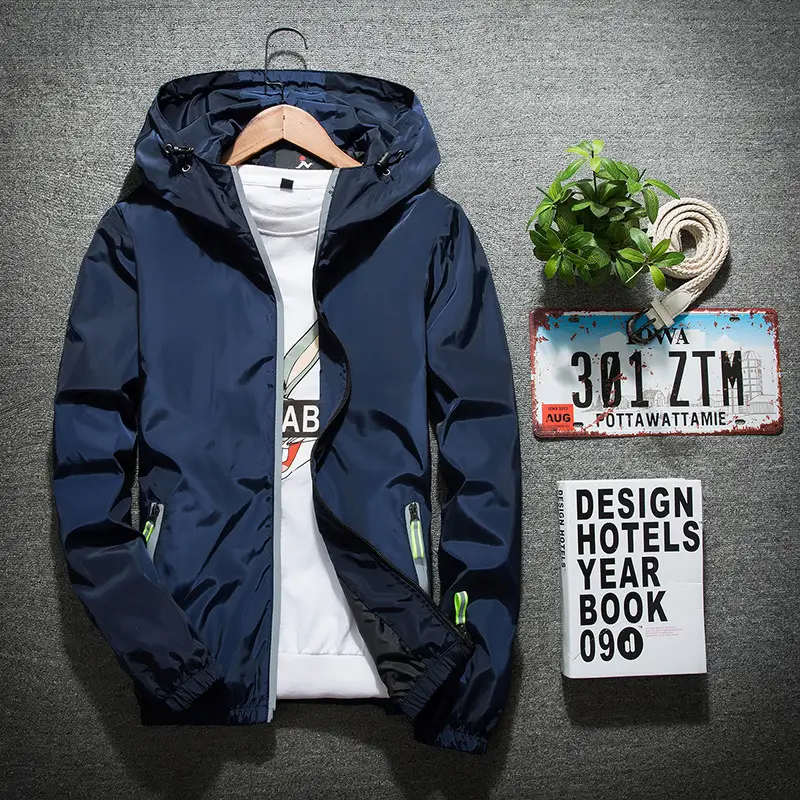 Reflective outdoor spring and autumn windbreaker for men and women plus fat coat coat LOGO foreign trade large size jacket wholesale for men and women