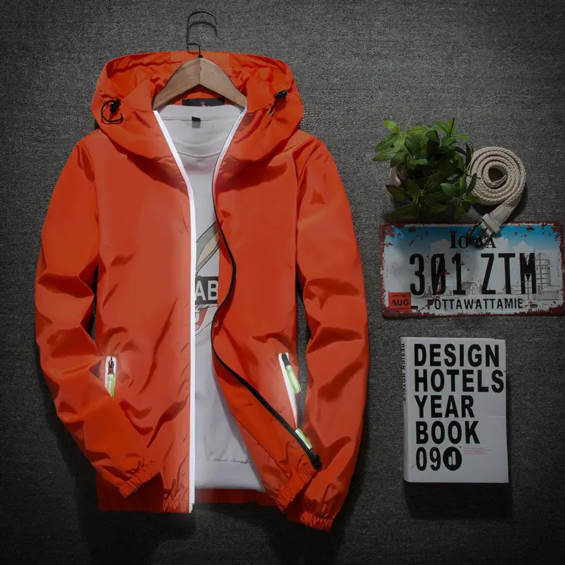 Reflective outdoor spring and autumn windbreaker for men and women plus fat coat coat LOGO foreign trade large size jacket wholesale for men and women